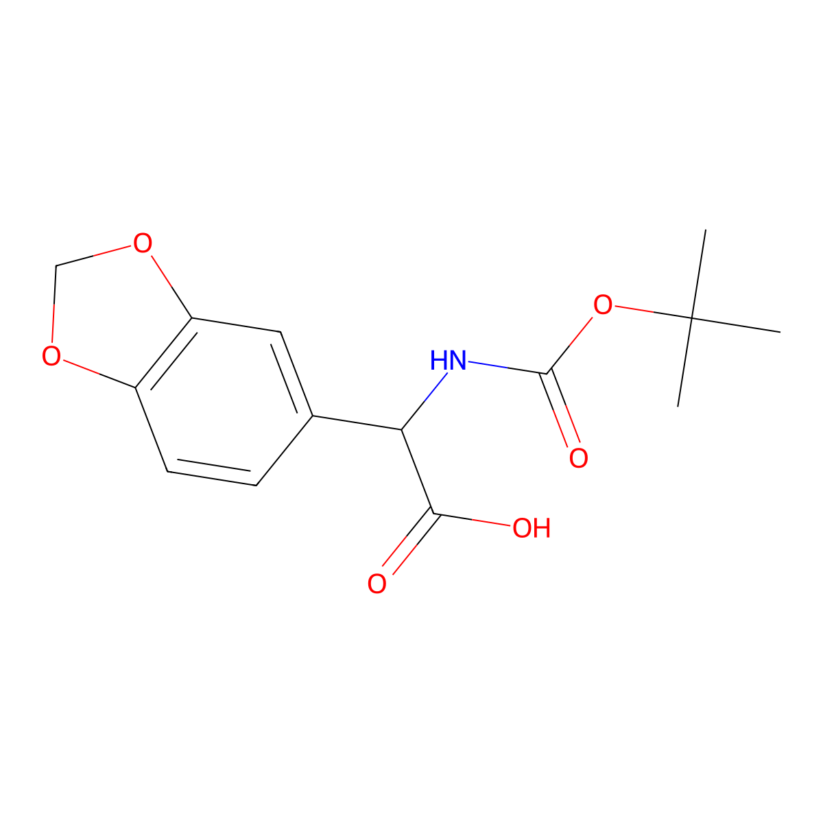 (S)-Benzo[1,3]dioxol-5-YL-tert-butoxycarbonylamino-acetic acid molecular structure, CAS 62801-69-8