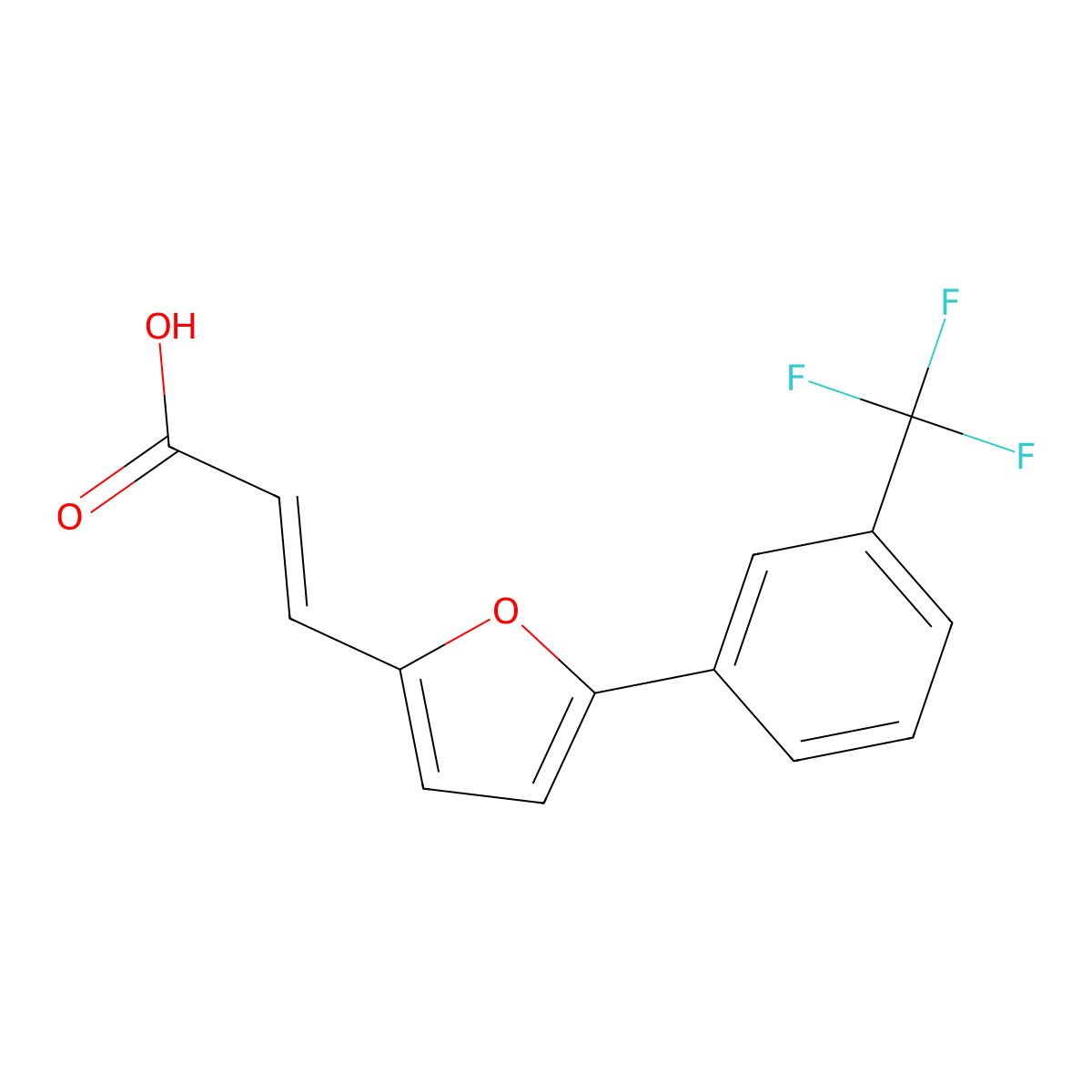 3-[5-[3-(Trifluoromethyl)phenyl]furan-2-yl]prop-2-enoic acid molecular structure, CAS 62806-37-5