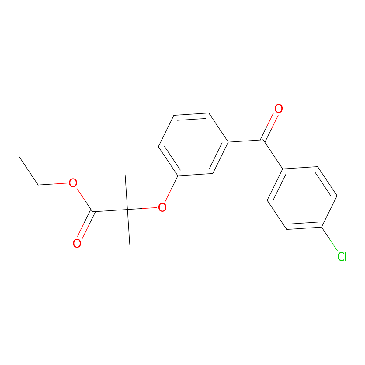 Ethyl 2-[3-(4-chlorobenzoyl)phenoxy]-2-methylpropanoate molecular structure, CAS 62809-68-1