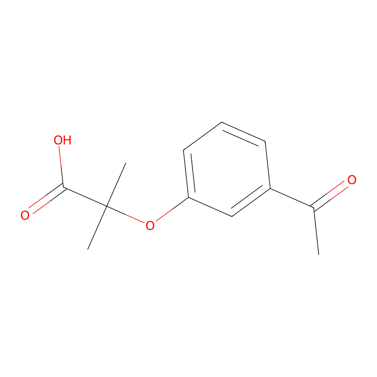 2-(3-Acetylphenoxy)-2-methylpropanoic acid molecular structure, CAS 62809-82-9