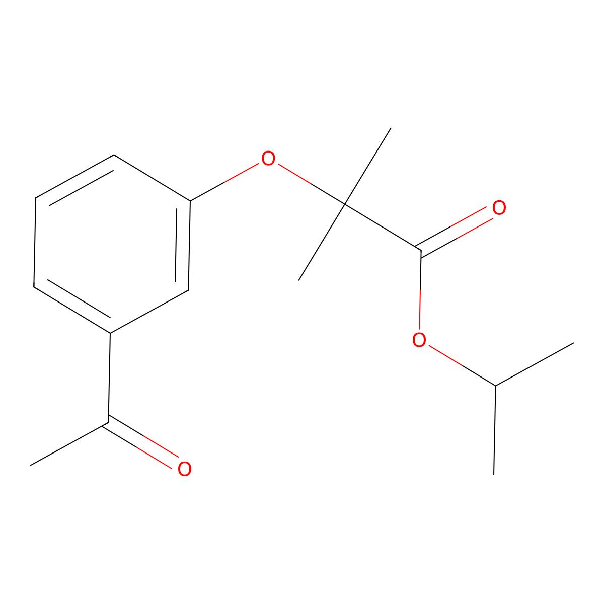 Propan-2-yl 2-(3-acetylphenoxy)-2-methylpropanoate molecular structure, CAS 62809-83-0