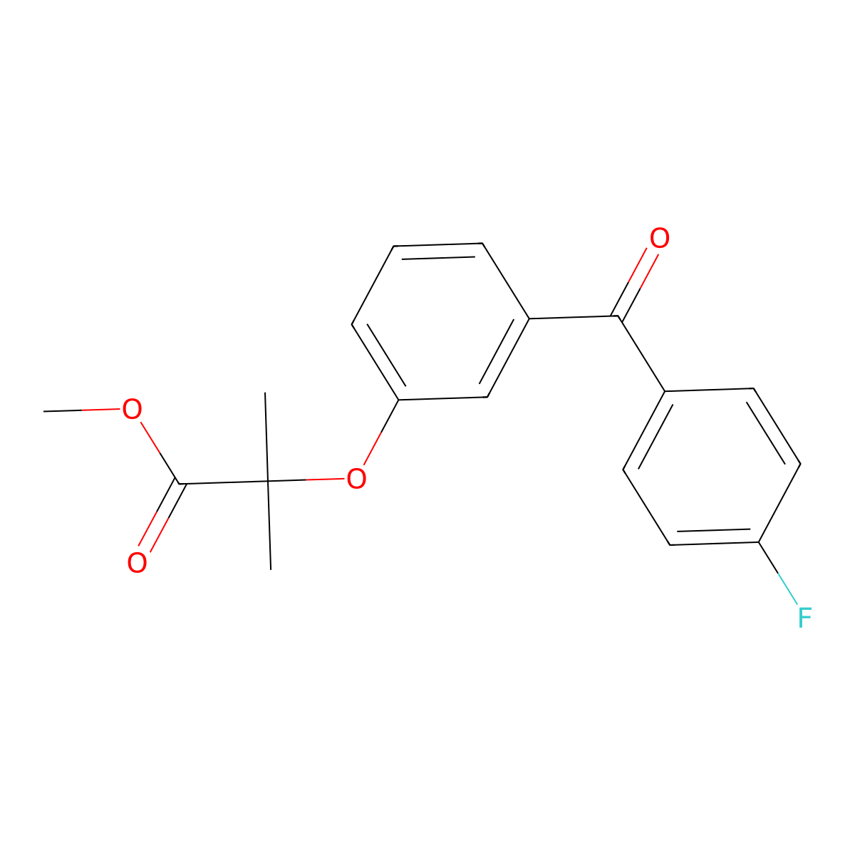 Methyl 2-[3-(4-fluorobenzoyl)phenoxy]-2-methylpropanoate molecular structure, CAS 62809-87-4