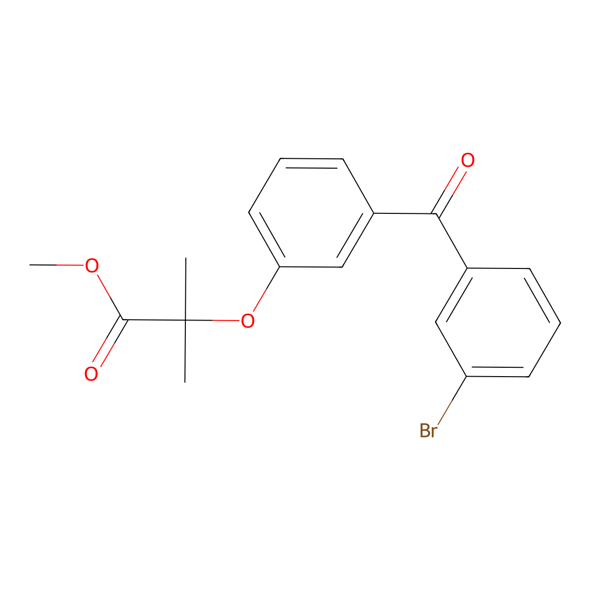 Methyl 2-[3-(3-bromobenzoyl)phenoxy]-2-methylpropanoate molecular structure, CAS 62809-95-4