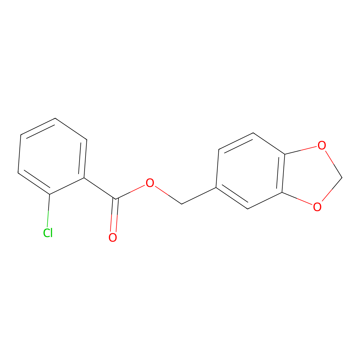 1,3-Benzodioxol-5-ylmethyl 2-chlorobenzoate molecular structure, CAS 6281-38-5