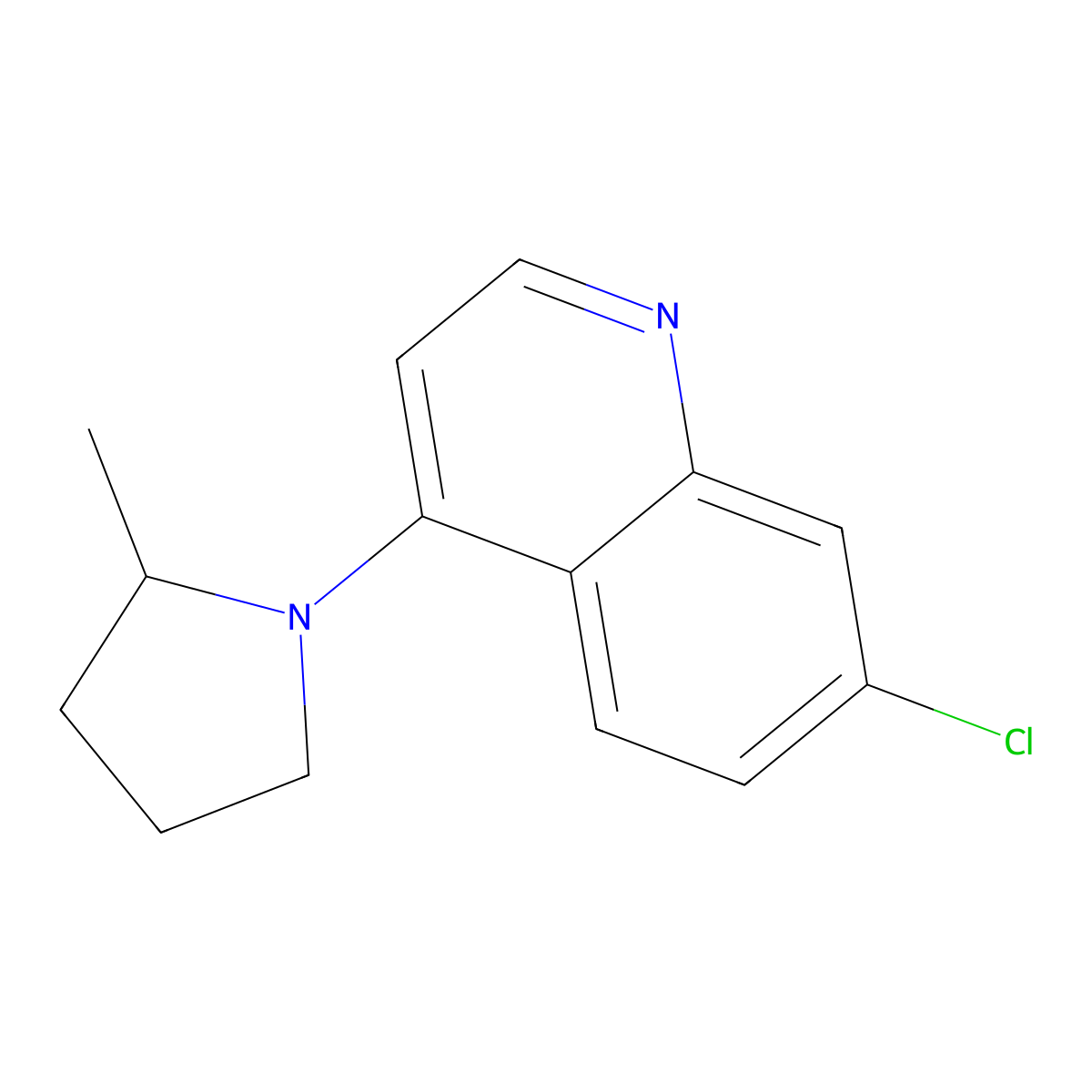 4-(2-Methyl-1-pyrrolidyl)-7-chloroquinoline molecular structure, CAS 6281-58-9