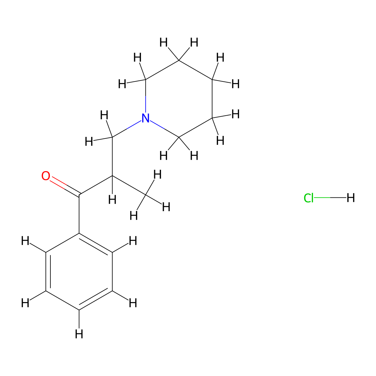 2-Methyl-1-phenyl-3-piperidin-1-ylpropan-1-one hydrochloride molecular structure, CAS 6281-80-7