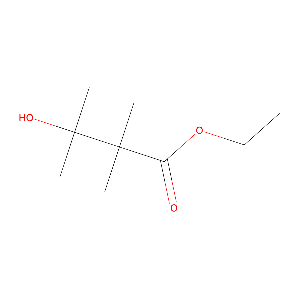 Ethyl 3-hydroxy-2,2,3-trimethylbutanoate molecular structure, CAS 62817-86-1