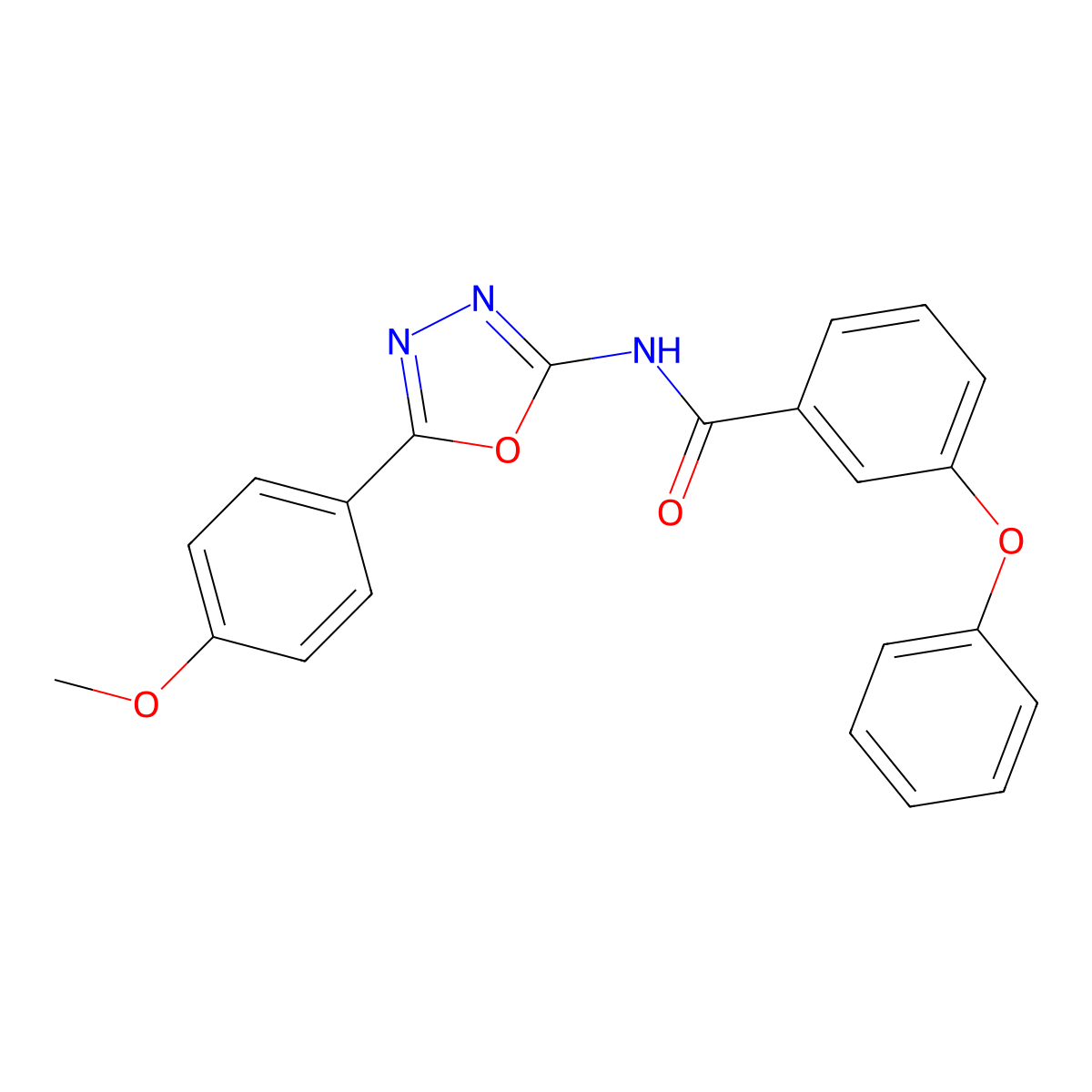 N-[5-(4-methoxyphenyl)-1,3,4-oxadiazol-2-yl]-3-phenoxybenzamide molecular structure, CAS 6282-72-0