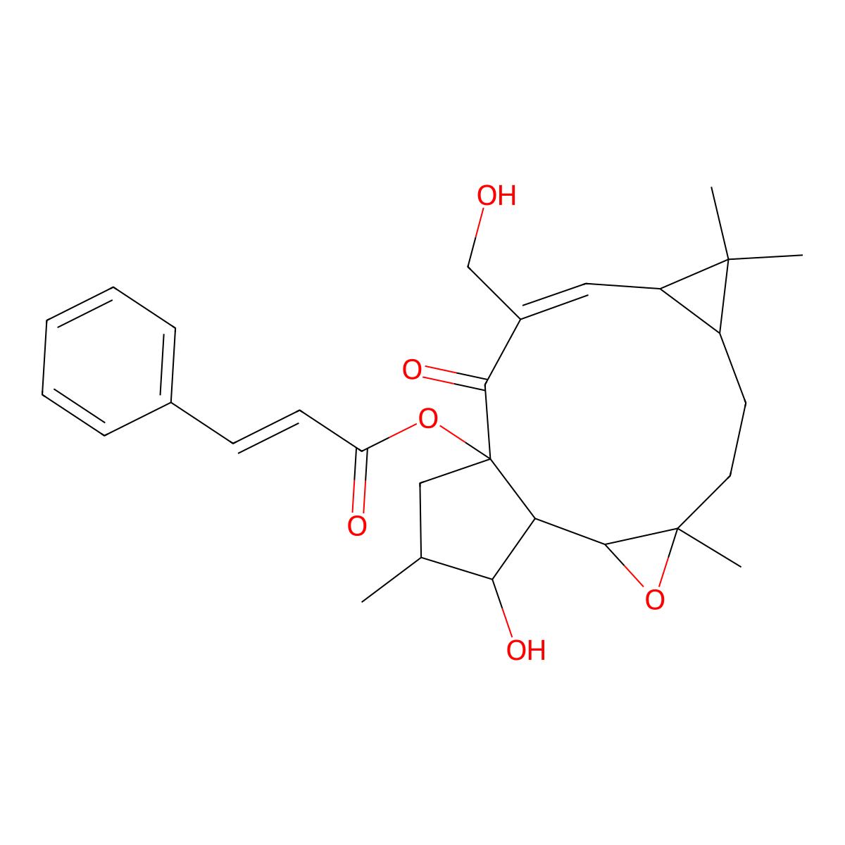 [16-Hydroxy-11-(hydroxymethyl)-4,8,8,15-tetramethyl-12-oxo-3-oxatetracyclo[11.3.0.02,4.07,9]hexadec-10-en-13-yl] 3-phenylprop-2-enoate molecular structure, CAS 62820-11-5