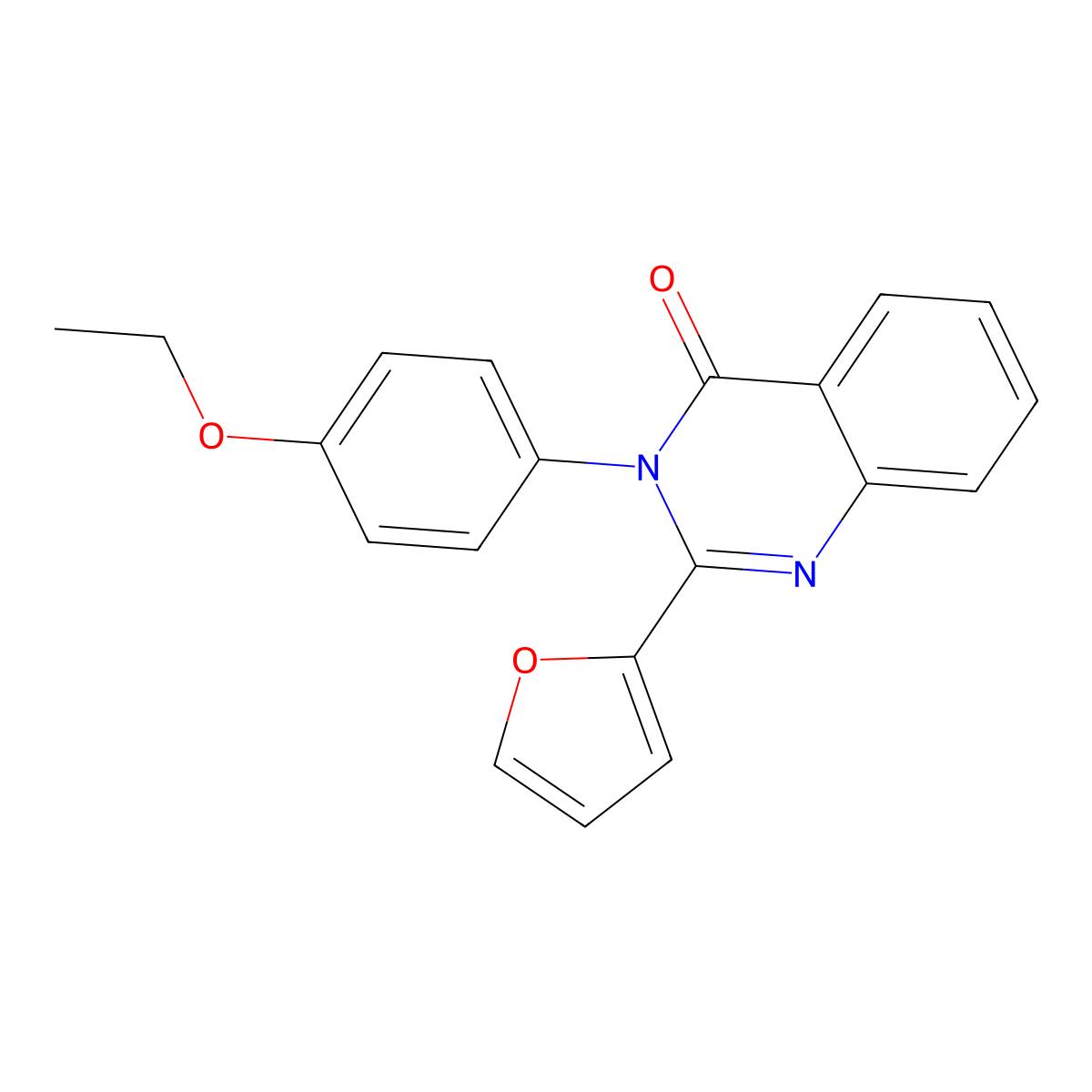 4(3H)-Quinazolinone, 3-(4-ethoxyphenyl)-2-(2-furanyl)- molecular structure, CAS 62820-51-3
