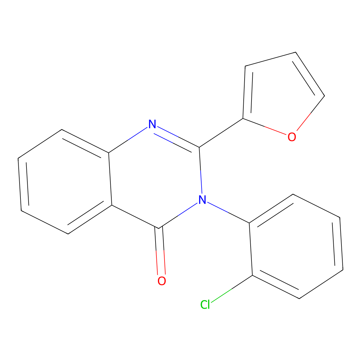 3-(2-chlorophenyl)-2-(furan-2-yl)quinazolin-4(3H)-one molecular structure, CAS 62820-55-7