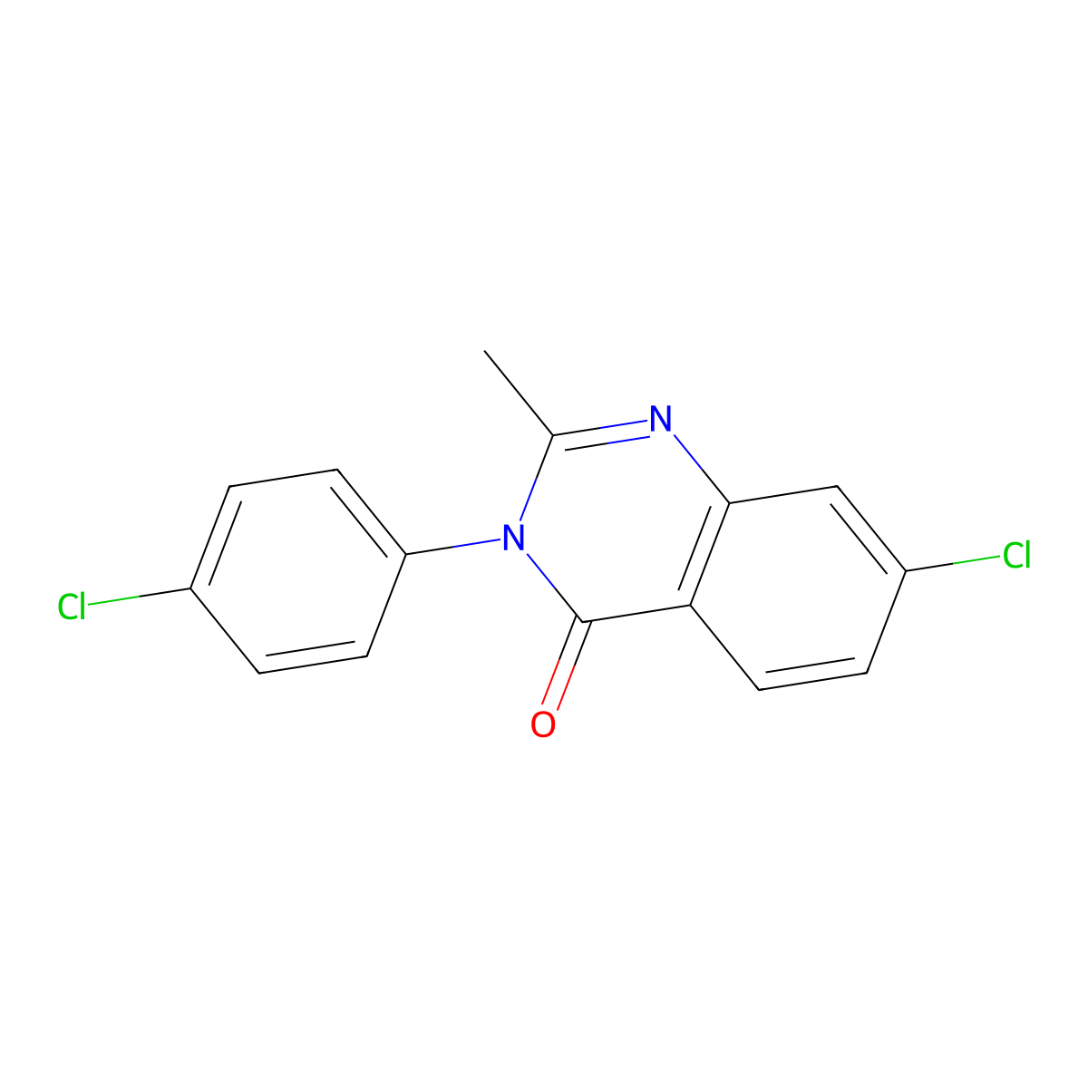4(3H)-Quinazolinone, 7-chloro-3-(4-chlorophenyl)-2-methyl- molecular structure, CAS 62820-68-2
