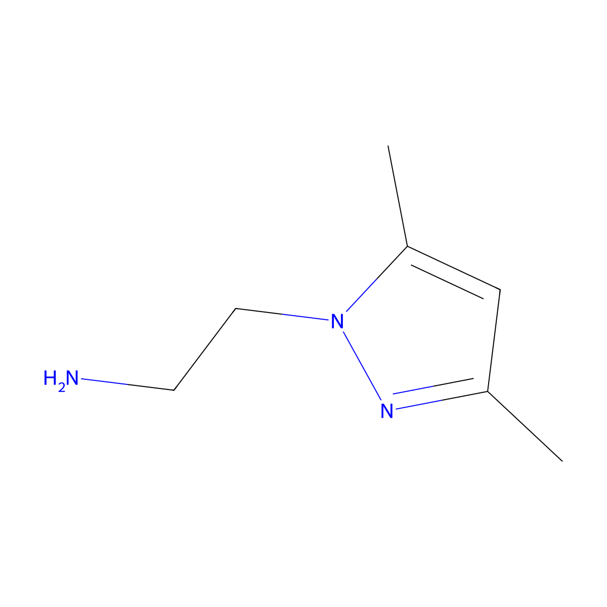 2-(3,5-dimethyl-1H-pyrazol-1-yl)ethan-1-amine molecular structure, CAS 62821-88-9