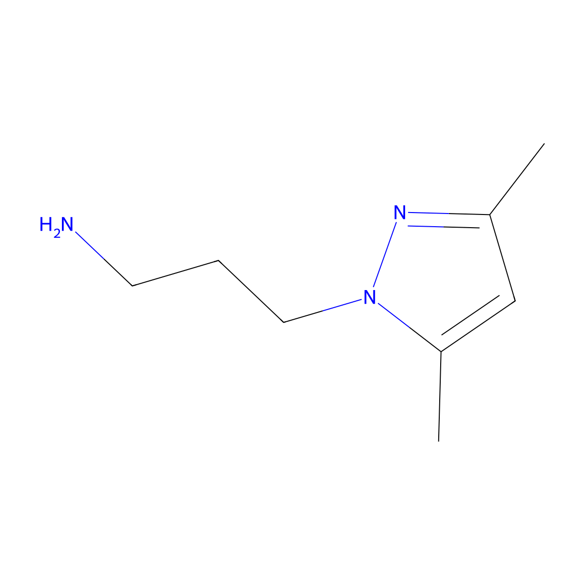 3-(3,5-Dimethyl-1H-pyrazol-1-yl)propan-1-amine molecular structure, CAS 62821-89-0