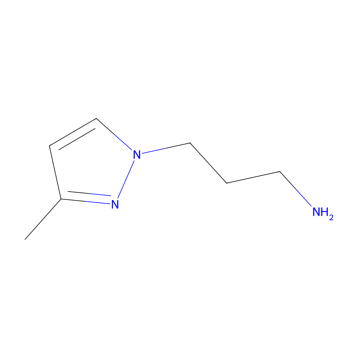 3-(3-methyl-1H-pyrazol-1-yl)propan-1-amine molecular structure, CAS 62821-91-4