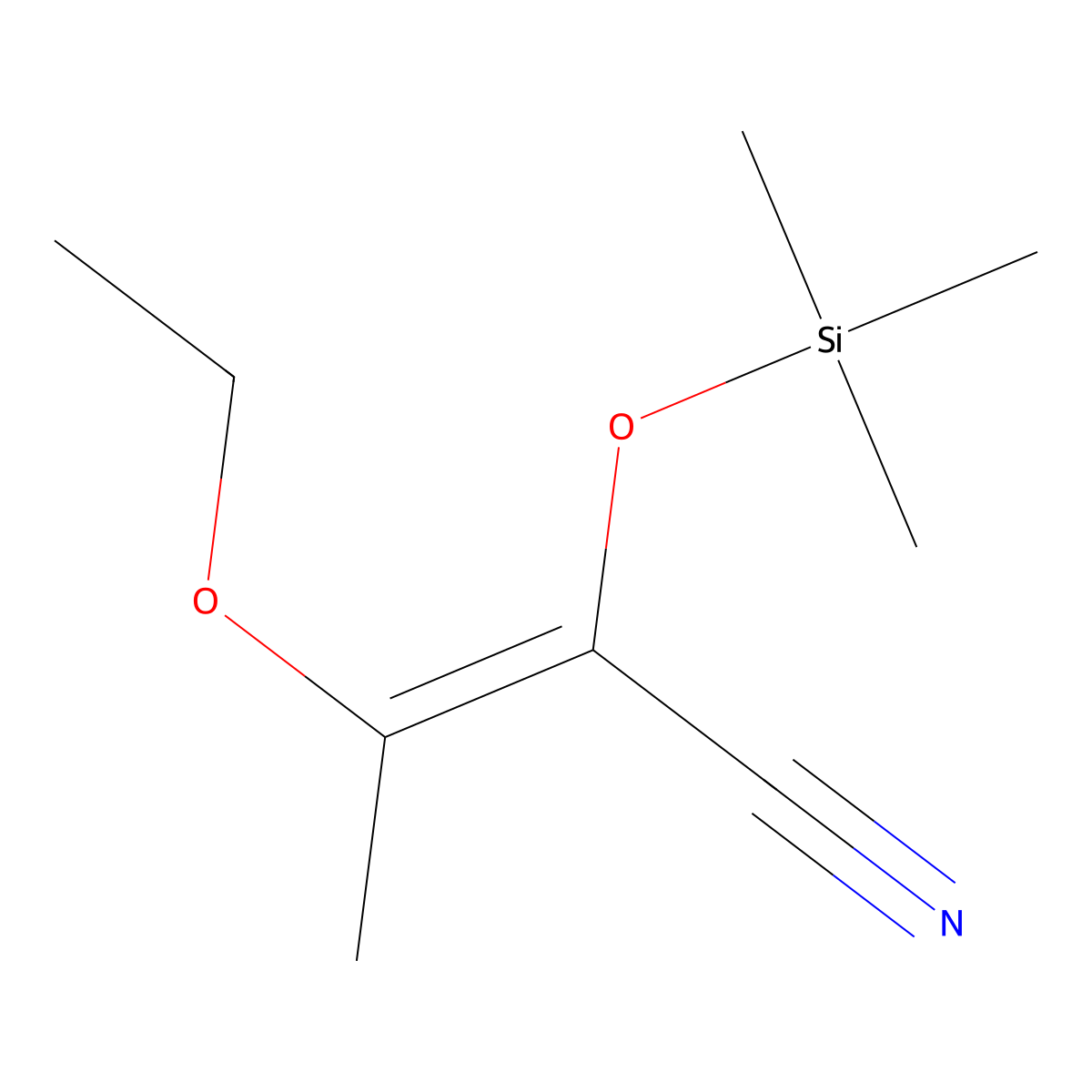 2-Butenenitrile, 3-ethoxy-2-[(trimethylsilyl)oxy]- molecular structure, CAS 62823-03-4