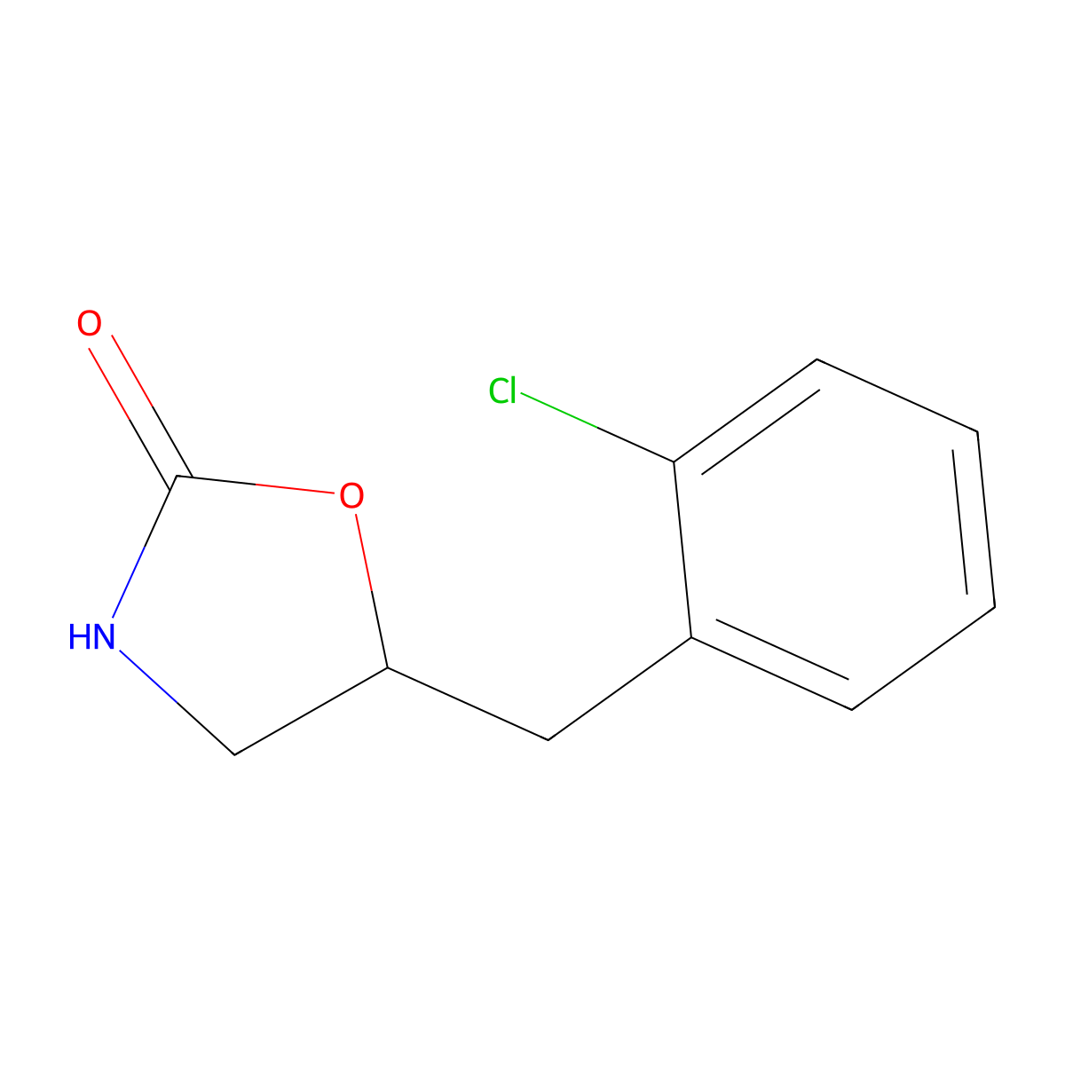 2-Oxazolidinone, 5-((2-chlorophenyl)methyl)- molecular structure, CAS 62825-88-1