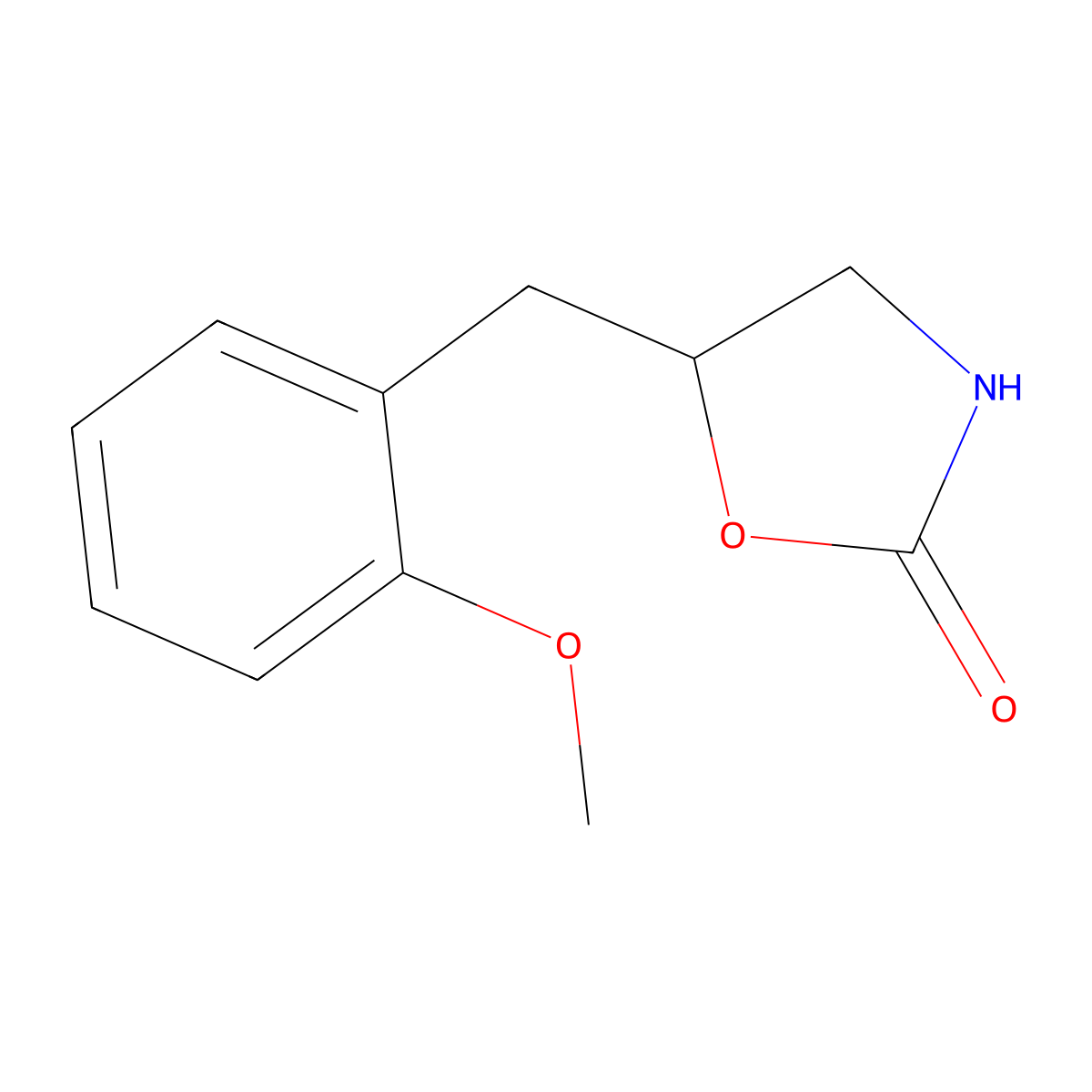 2-Oxazolidinone, 5-((2-methoxyphenyl)methyl)- molecular structure, CAS 62826-01-1