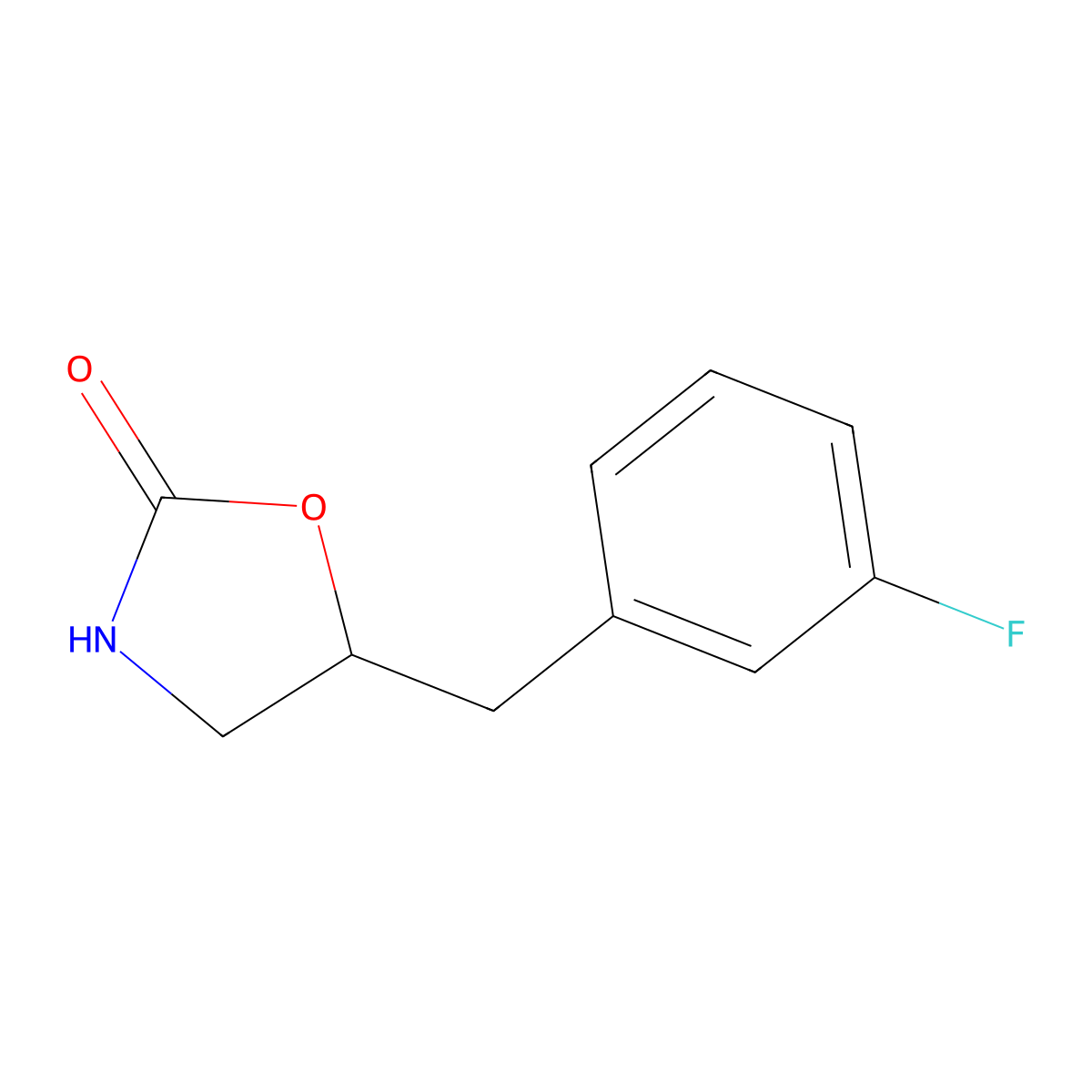5-[(3-Fluorophenyl)methyl]-1,3-oxazolidin-2-one molecular structure, CAS 62826-18-0