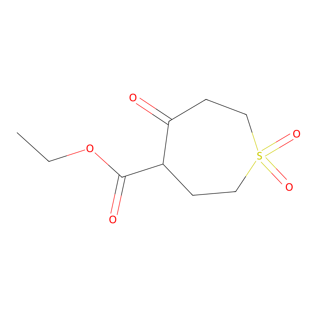 Ethyl 1,1,5-trioxo-1lambda6-thiepane-4-carboxylate molecular structure, CAS 62826-94-2