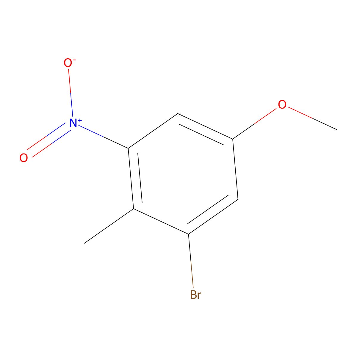 1-Bromo-5-methoxy-2-methyl-3-nitrobenzene molecular structure, CAS 62827-41-2