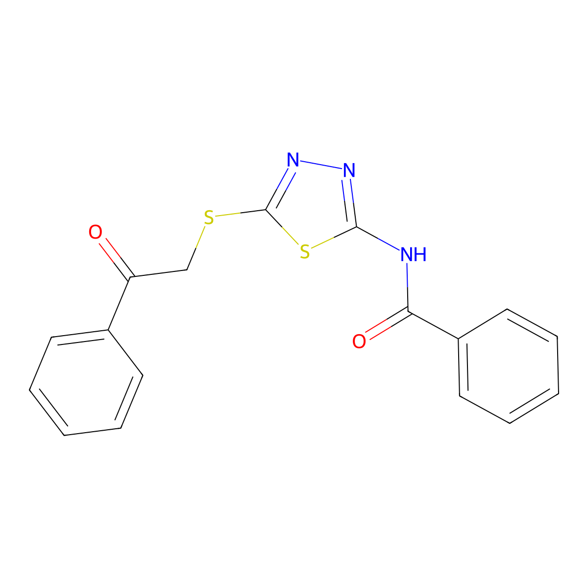 N-{5-[(2-oxo-2-phenylethyl)sulfanyl]-1,3,4-thiadiazol-2-yl}benzamide molecular structure, CAS 628272-21-9