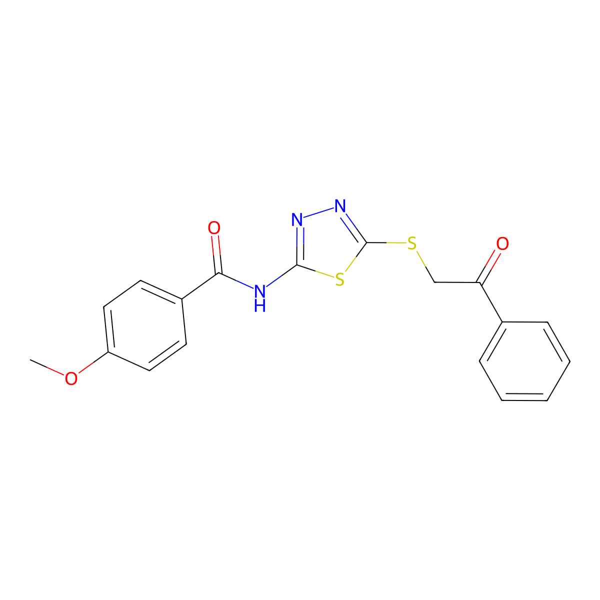 4-methoxy-N-{5-[(2-oxo-2-phenylethyl)sulfanyl]-1,3,4-thiadiazol-2-yl}benzamide molecular structure, CAS 628272-26-4