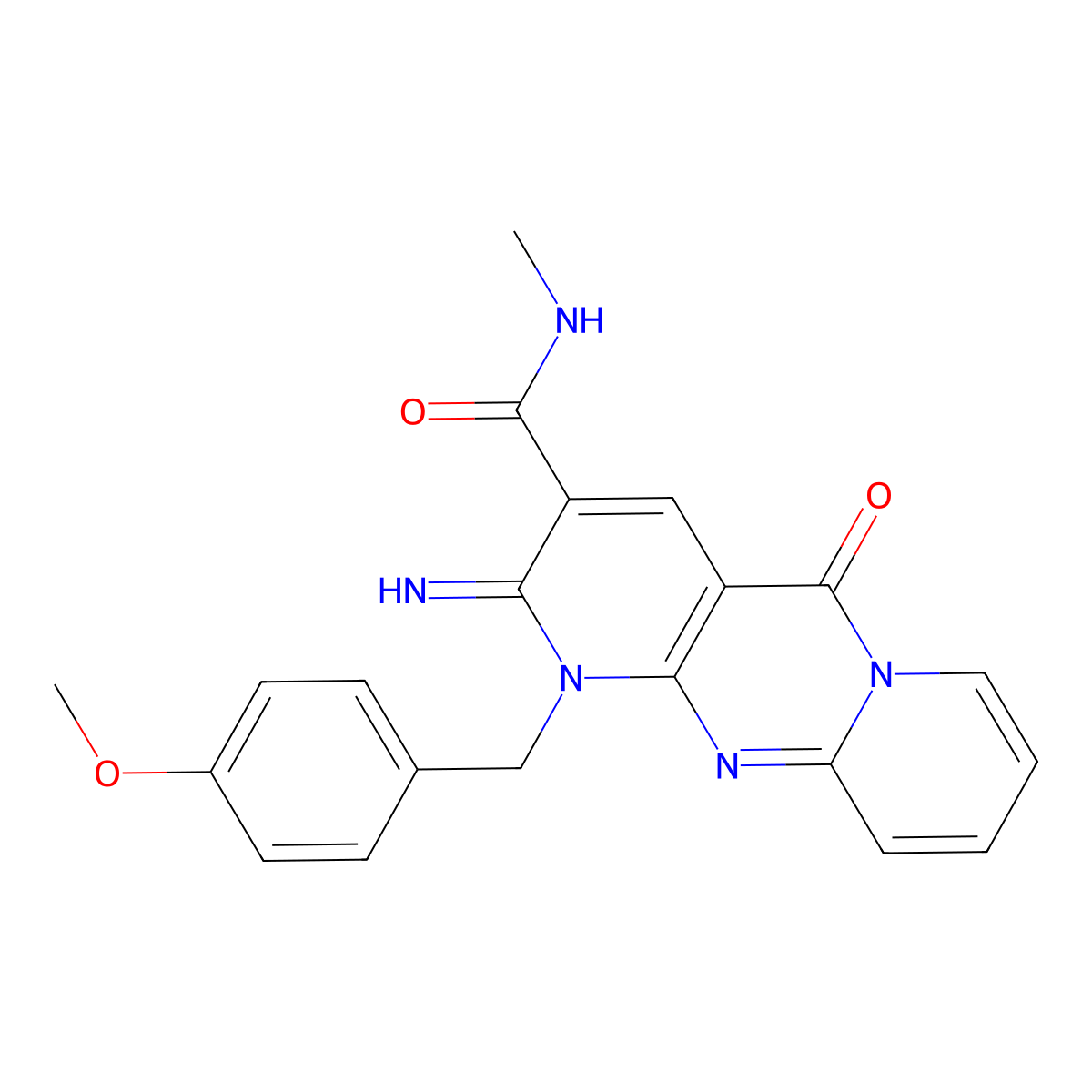 2-imino-1-(4-methoxybenzyl)-N-methyl-5-oxo-1,5-dihydro-2H-dipyrido[1,2-a:2,3-d]pyrimidine-3-carboxamide molecular structure, CAS 628274-86-2