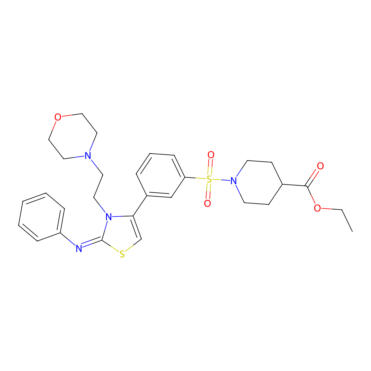 ethyl 1-({3-[(2Z)-3-[2-(morpholin-4-yl)ethyl]-2-(phenylimino)-2,3-dihydro-1,3-thiazol-4-yl]phenyl}sulfonyl)piperidine-4-carboxylate molecular structure, CAS 628275-61-6