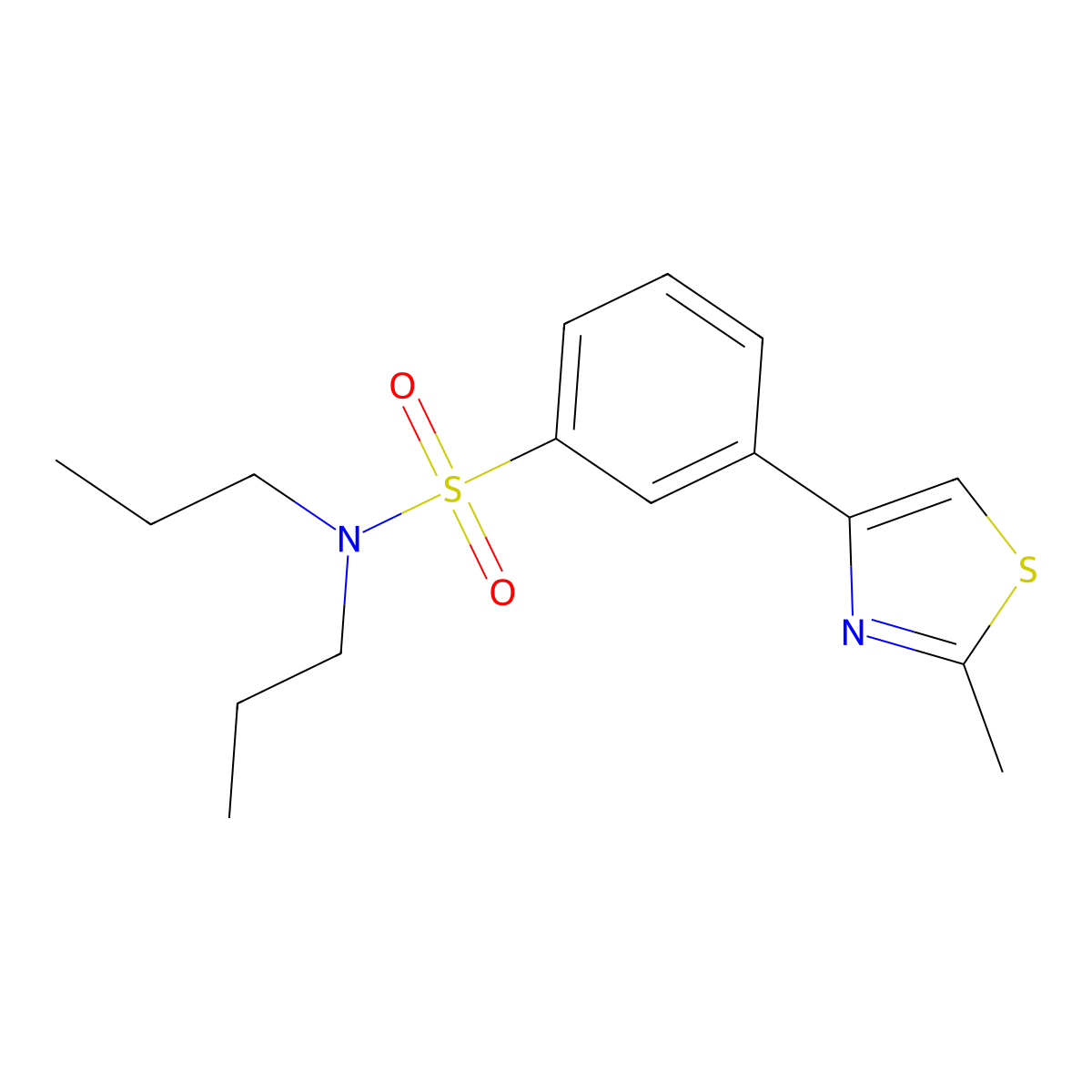 3-(2-methyl-1,3-thiazol-4-yl)-N,N-dipropylbenzenesulfonamide molecular structure, CAS 628278-24-0