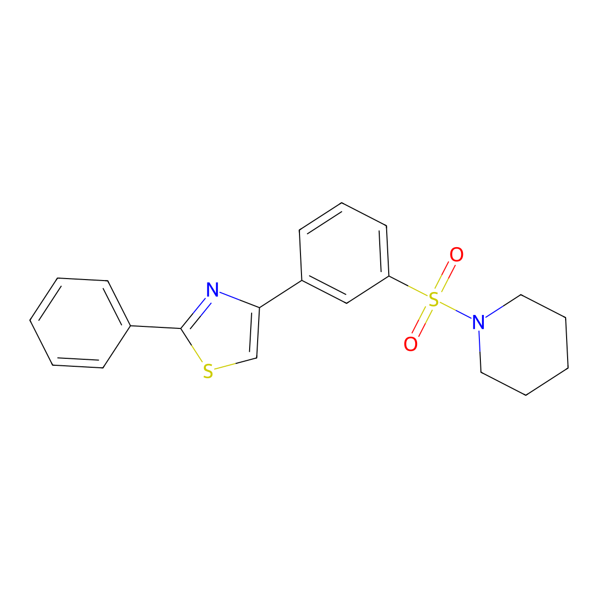 1-{[3-(2-Phenyl-1,3-thiazol-4-yl)phenyl]sulfonyl}piperidine molecular structure, CAS 628278-25-1