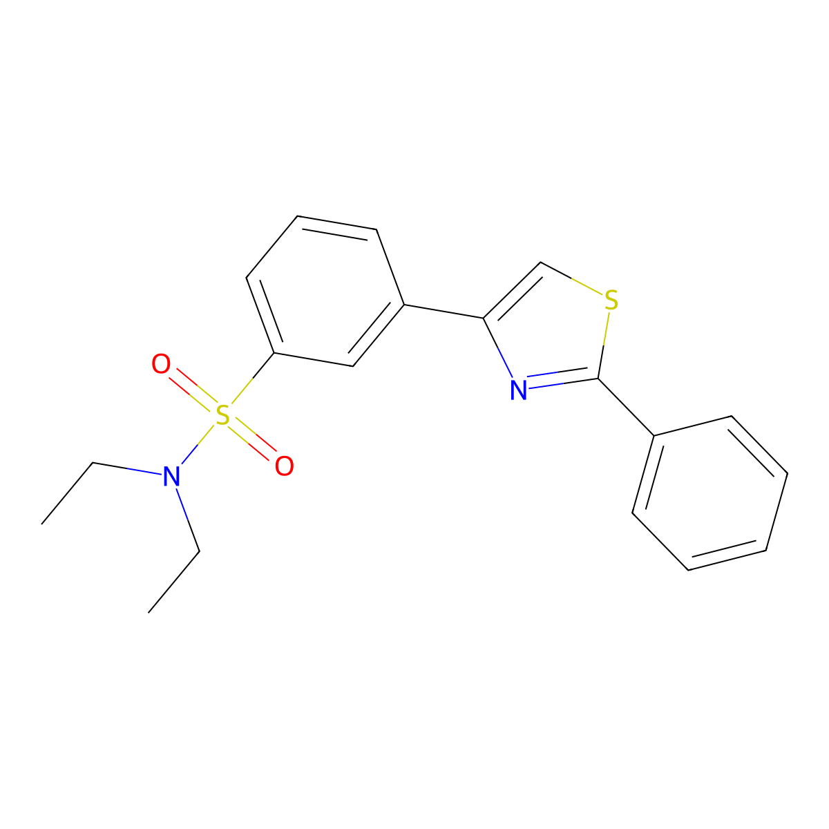N,N-diethyl-3-(2-phenyl-1,3-thiazol-4-yl)benzenesulfonamide molecular structure, CAS 628278-27-3