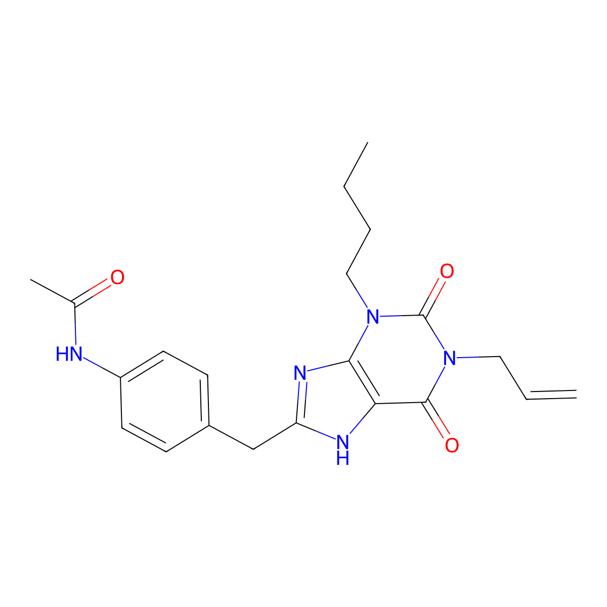 1-Allyl-3-Butyl-8-(N-Acetyl-4-Aminobenzyl)-Xanthine molecular structure, CAS 628279-02-7