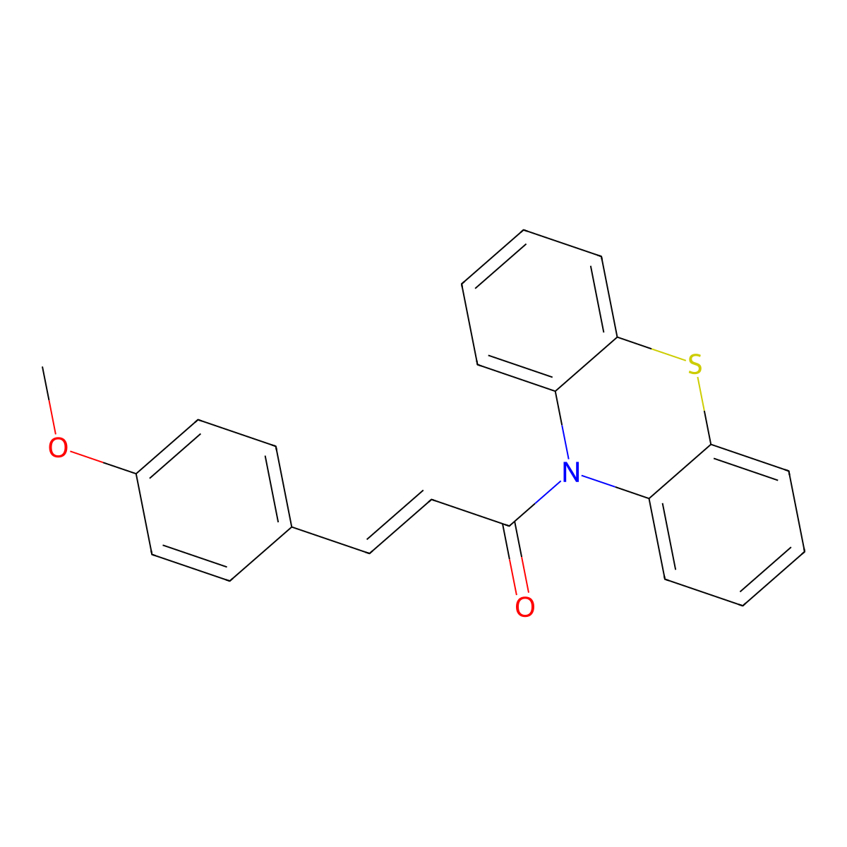 10H-Phenothiazine, 10-[3-(4-methoxyphenyl)-1-oxo-2-propenyl]- molecular structure, CAS 62829-72-5