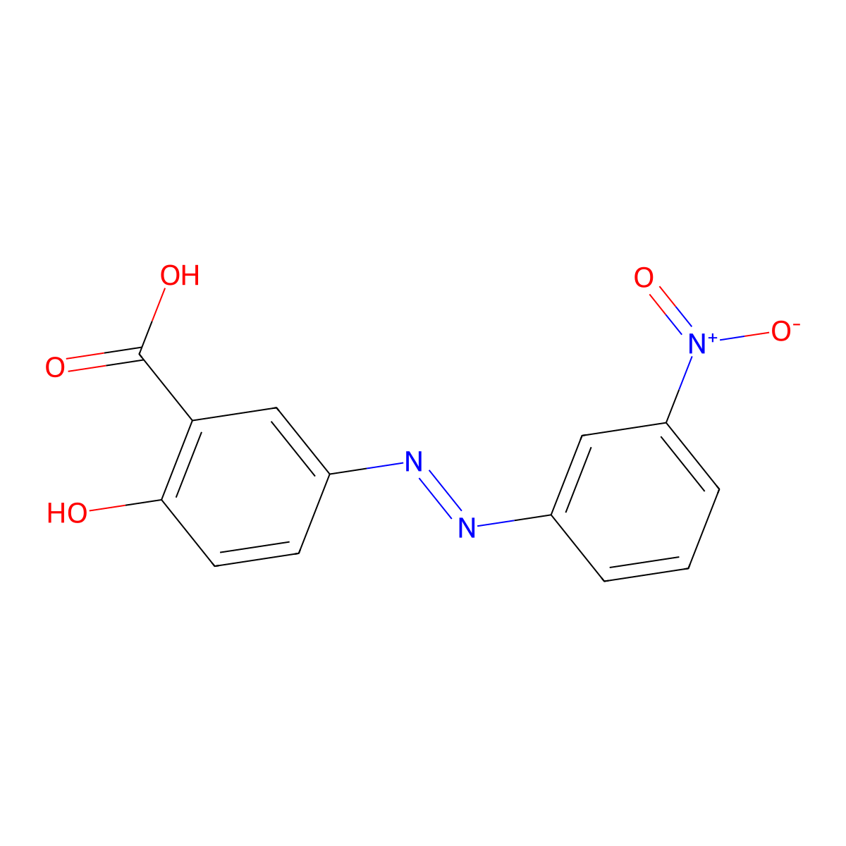 2-Hydroxy-5-((3-(hydroxy(oxido)amino)phenyl)diazenyl)benzoic acid molecular structure, CAS 6283-26-7