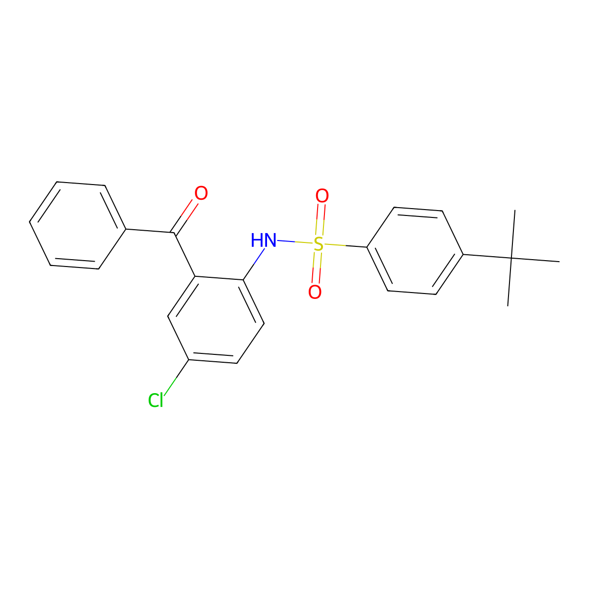 N-(2-benzoyl-4-chlorophenyl)-4-tert-butylbenzenesulfonamide molecular structure, CAS 628300-40-3