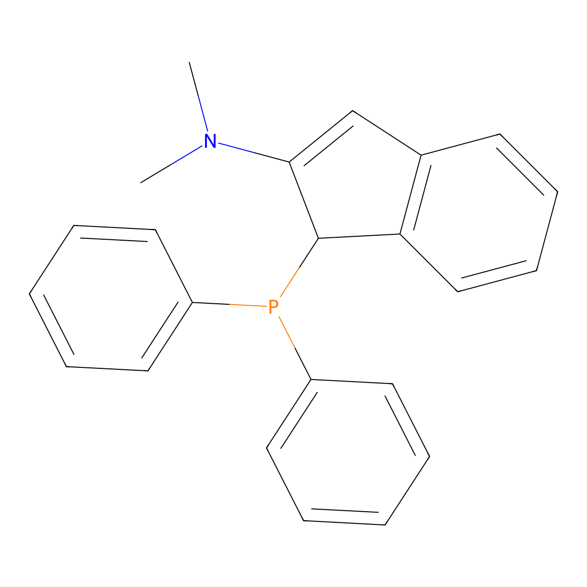 1-(Diphenylphosphino)-N,N-dimethyl-1H-inden-2-amine molecular structure, CAS 628323-64-8
