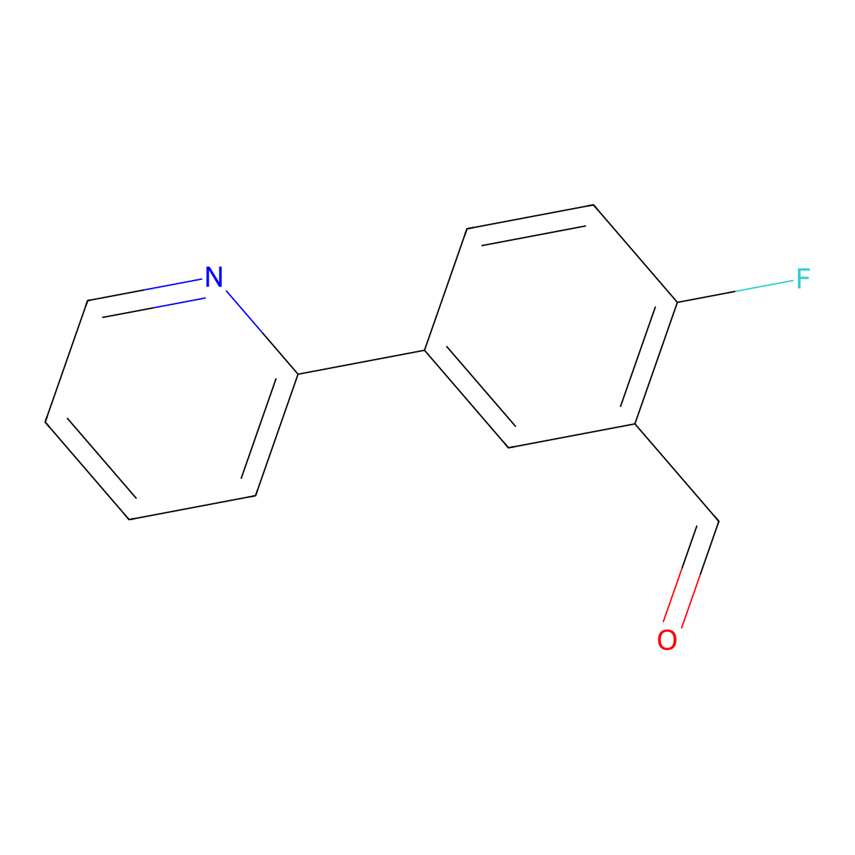 2-Fluoro-5-(pyridin-2-yl)benzaldehyde molecular structure, CAS 628325-99-5