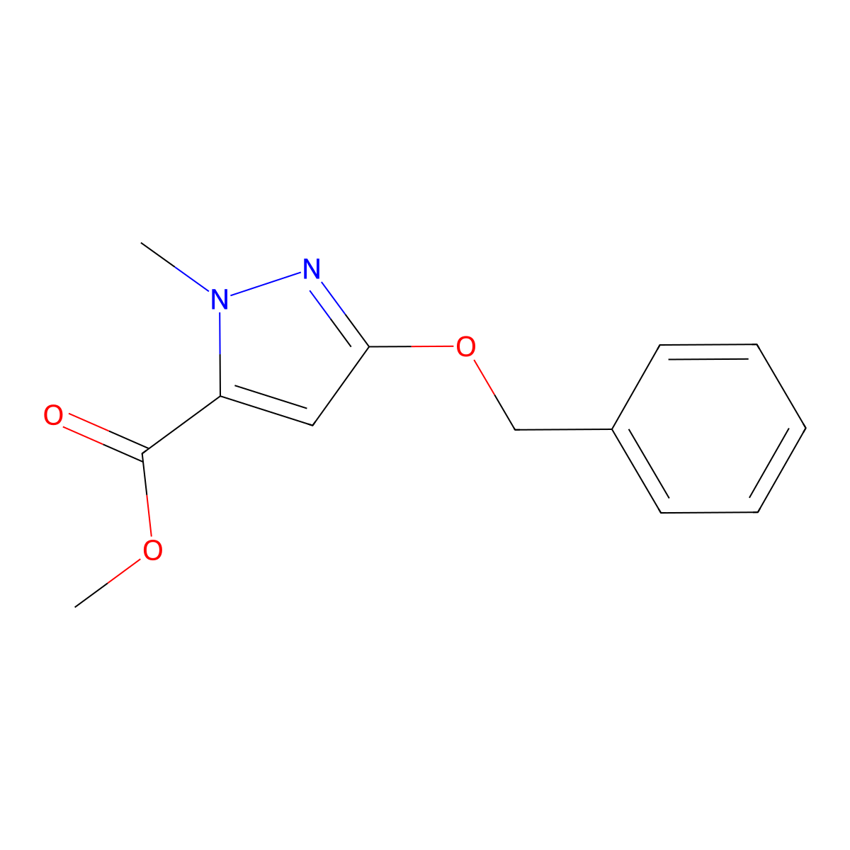 Methyl 3-(benzyloxy)-1-methyl-1H-pyrazole-5-carboxylate molecular structure, CAS 628329-62-4