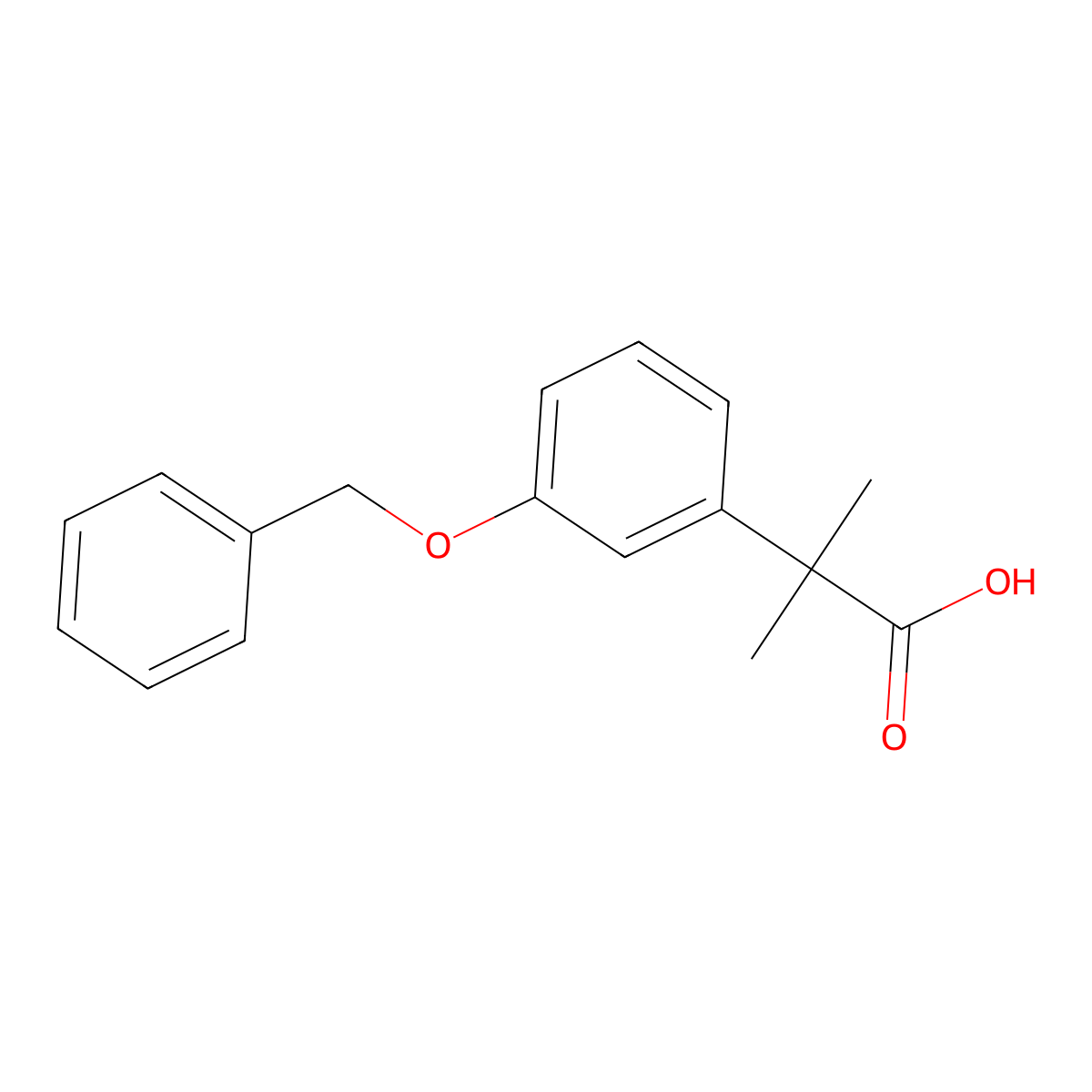 2-(3-(Benzyloxy)phenyl)-2-methylpropanoic acid molecular structure, CAS 628330-14-3