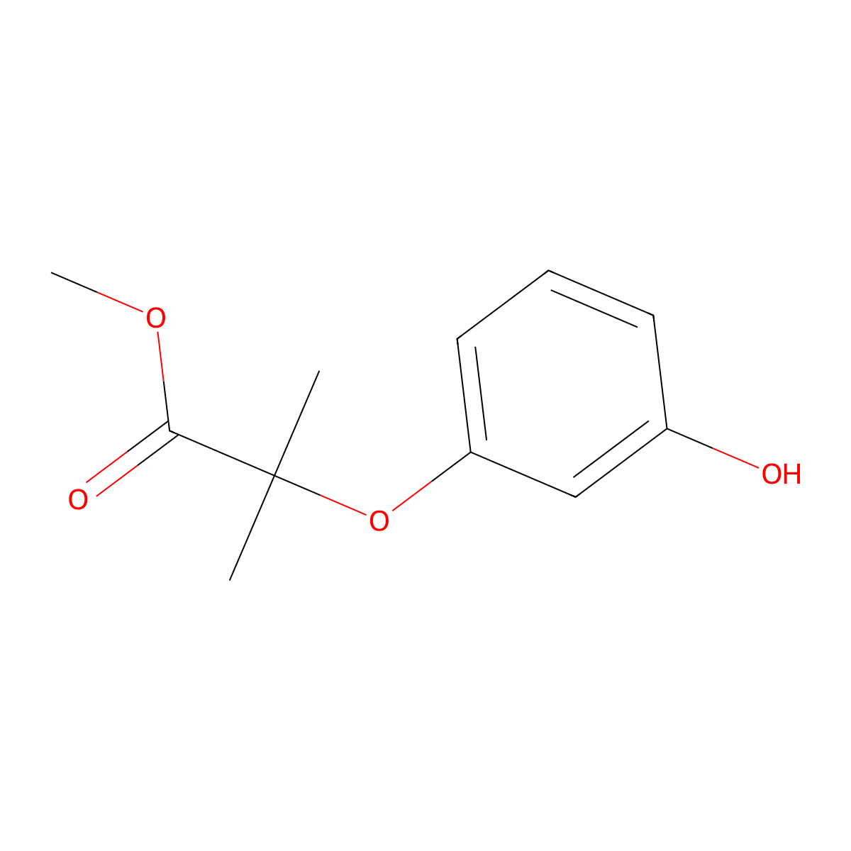 Methyl 2-(3-hydroxyphenoxy)-2-methylpropanoate molecular structure, CAS 628332-89-8