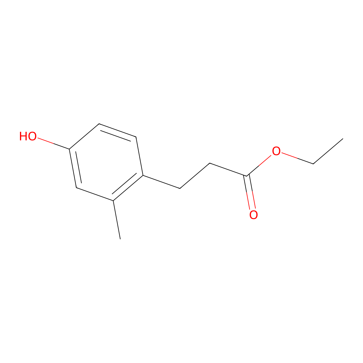 Ethyl 3-(4-hydroxy-2-methylphenyl)propanoate molecular structure, CAS 628333-29-9