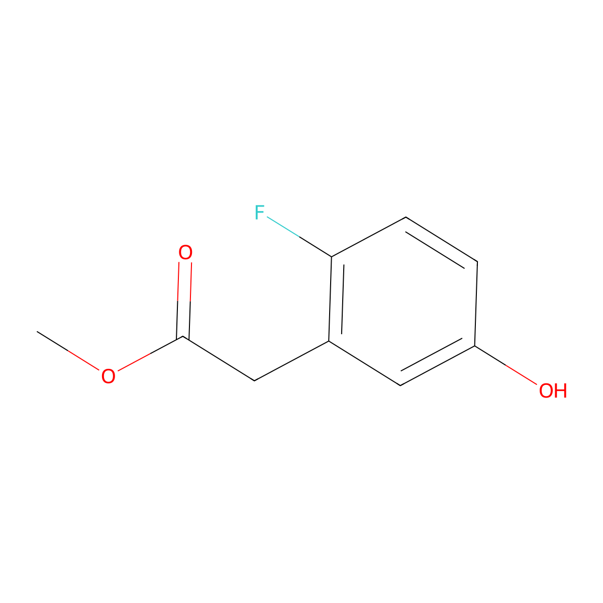 Methyl 2-(2-fluoro-5-hydroxyphenyl)acetate molecular structure, CAS 628333-59-5