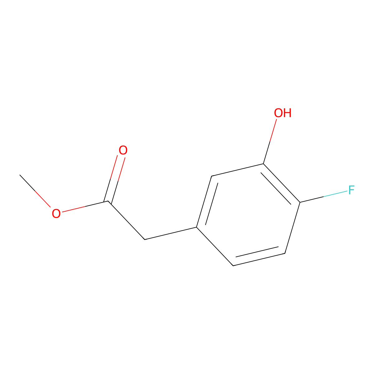 Methyl 2-(4-fluoro-3-hydroxyphenyl)acetate molecular structure, CAS 628333-62-0