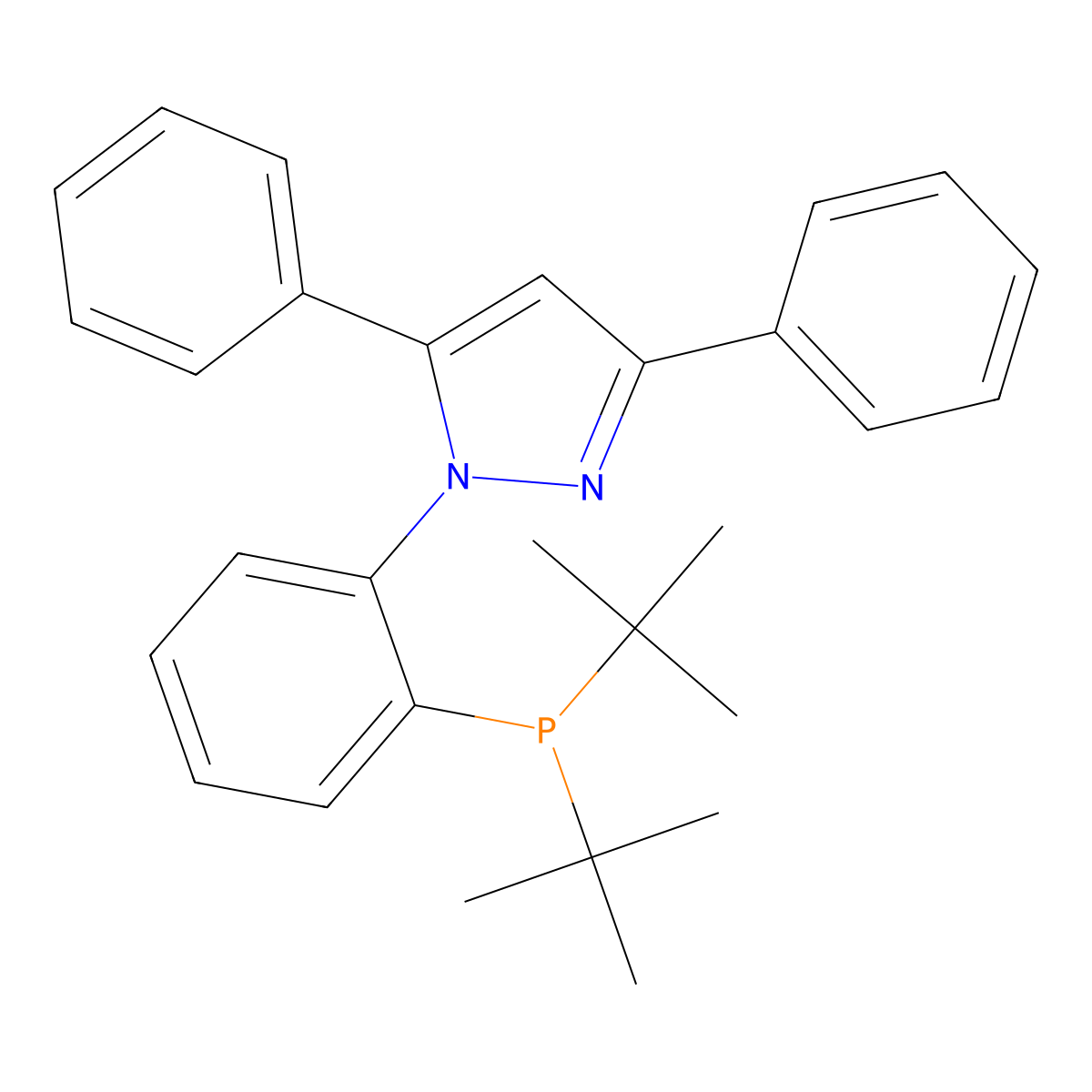 1-(2-(Di-tert-butylphosphino)phenyl)-3,5-diphenyl-1H-pyrazole molecular structure, CAS 628333-86-8