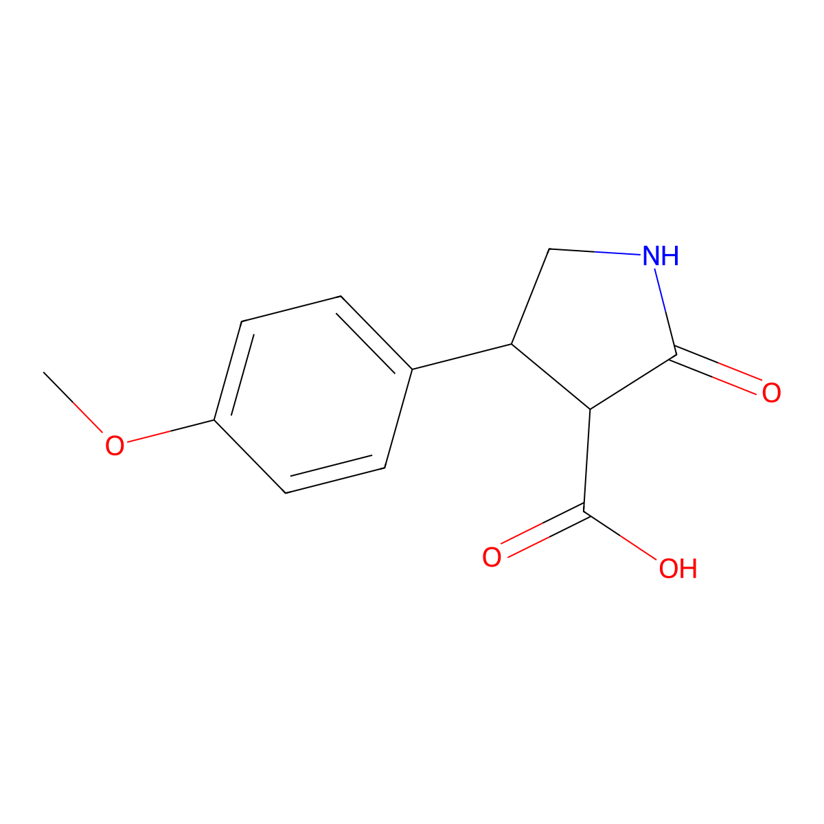 4-(4-Methoxyphenyl)-2-oxopyrrolidine-3-carboxylic acid molecular structure, CAS 62836-52-6