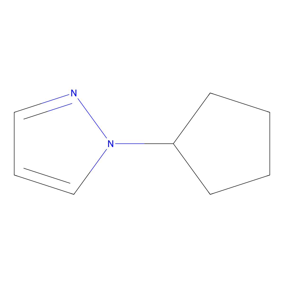 1-cyclopentyl-1H-pyrazole molecular structure, CAS 62838-59-9