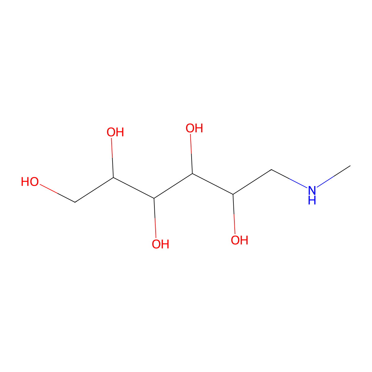 N-Methyl-D-glucamine molecular structure, CAS 6284-40-8