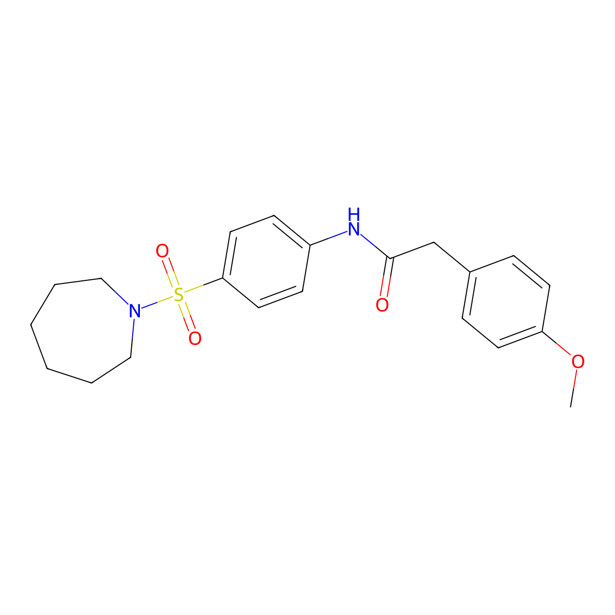 N-[4-(1-azepanylsulfonyl)phenyl]-2-(4-methoxyphenyl)acetamide molecular structure, CAS 6284-47-5