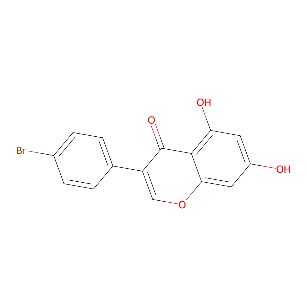 3-(4-bromophenyl)-5,7-dihydroxy-4H-chromen-4-one molecular structure, CAS 62845-09-4